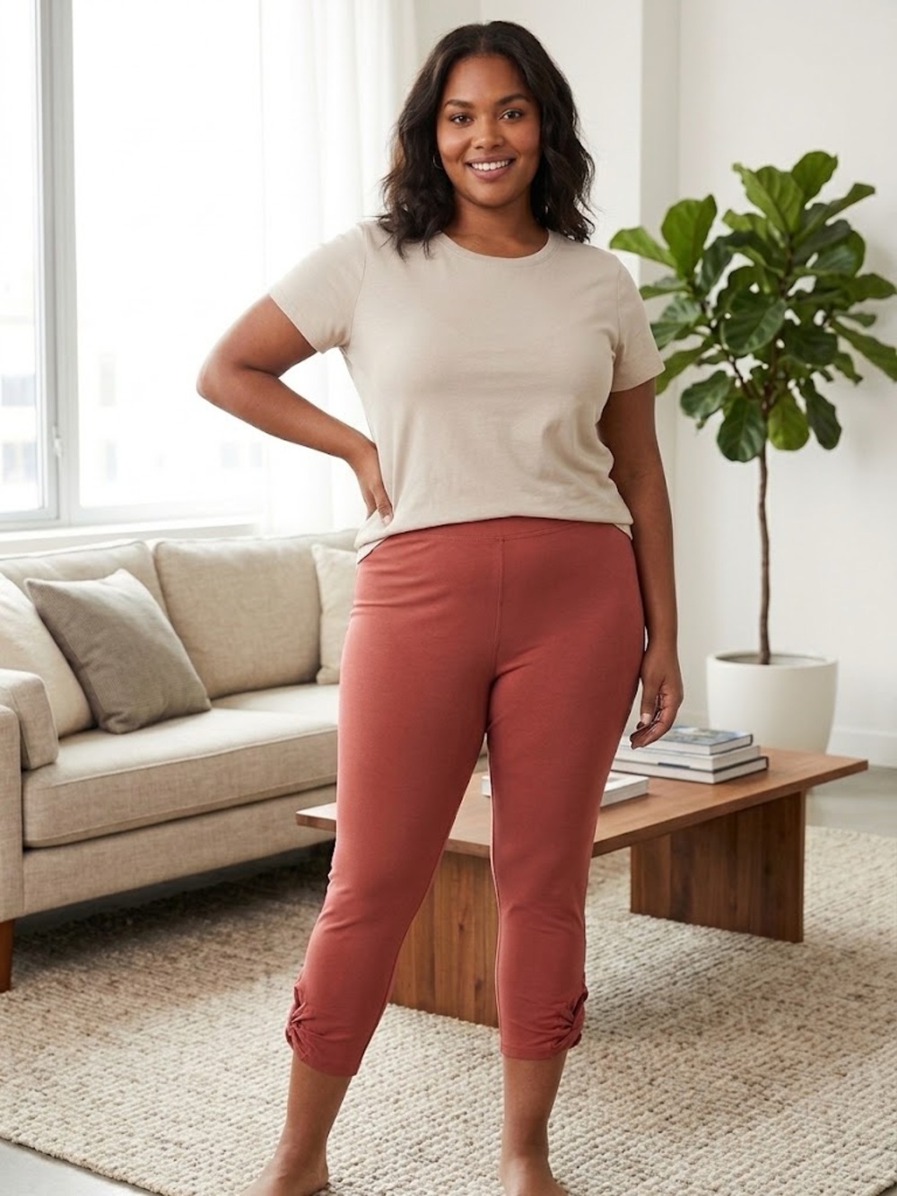 Old Navy Women's Rust Pull-On Crop Pants